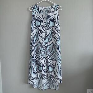 Fresh Produce ADA Palm Leave Print Dress Sleeveless Sz XS Hi Low Hem